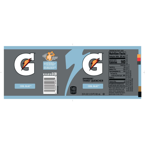 Gatorade DRINK COOL BLUE RASPBERRY WIDEMOUTH PLASTIC BOTTLE
