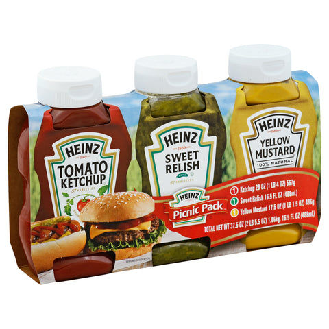 Heinz Picnic Pack Ketchup Relish and Mustard, 3.375 Pound -- 4 per case.