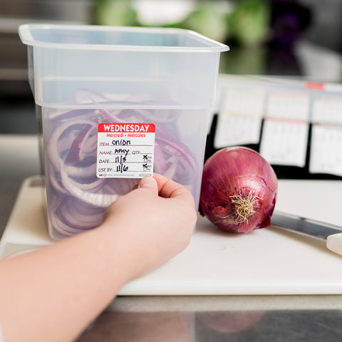 Label Trilingual Item/date/use By Removable Red Wednesday 2x2
