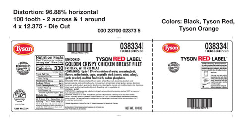 Tyson® Red Label™ CHICKEN BREAST FILLET FRITTER BREADED GOLDEN CRISPY 5 OZ 10383340928