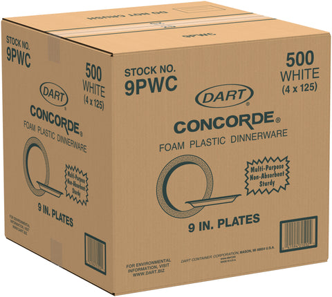 Dart Concorde® PLATE FOAM NON-LAMINATED WHITE 9