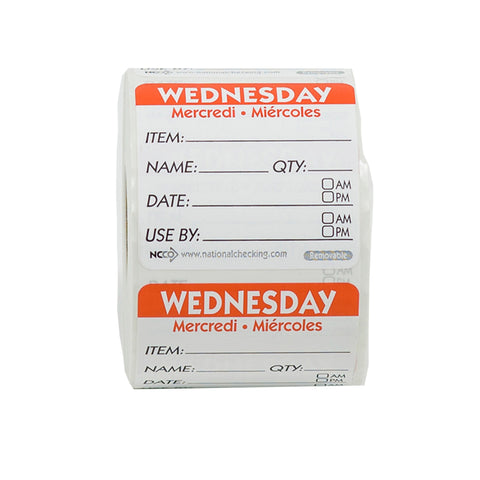 Label Trilingual Item/date/use By Removable Red Wednesday 2x2