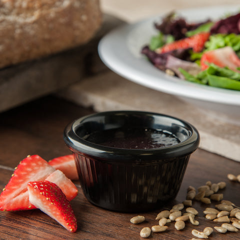 Ramekin Fluted Melamine Plastic Black 2 Oz