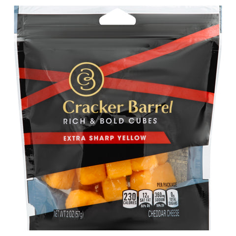 Cracker Barrel Cubes, Extra Sharp Yellow Cheddar, 2 Ounce -- 6 per case