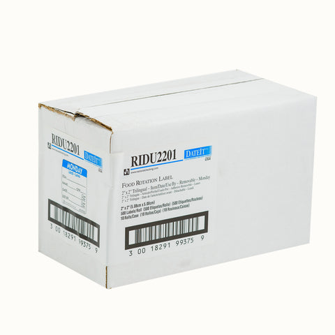 Label Trilingual Item/date/use By Removable Blue Monday 2x2