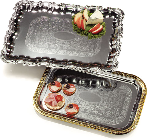 Carlisle TRAY SERVING CELEBRATION™ RECTANGULAR W/ GOLD BORDER 18.25 X 12-3/8