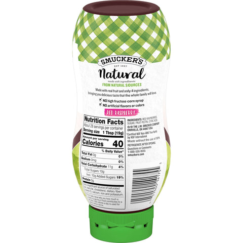 Smuckers Natural Red Raspberry Fruit Spread, 19 Ounce -- 12 per case.