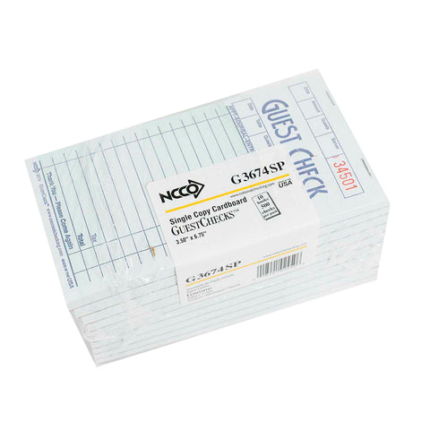 National Checking Company Guest Check Board - 1 Part Green, 16 Line, 3.5 x 6.75 inch -- 2500 per case.
