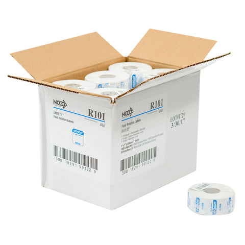 National Checking Company Dateit Blue Trilingual Removable Label - Monday, 1 x 1 inch -- 1000 per case.