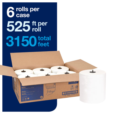 Essity Tork Advanced Matic White 2-Ply Paper Hand Towel Roll, 525 Feet -- 6 per case