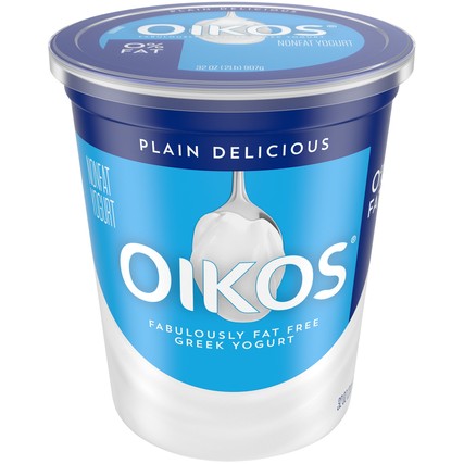 Oikos Plain Nonfat Greek Yogurt, 32 Ounce -- 6 per case.