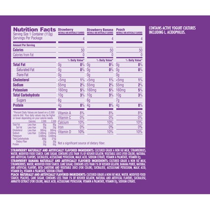 Dannon Light and Fit Strawberry, Strawberry Banana and Peach Yogurt , 4 Ounce -- 48 per case.